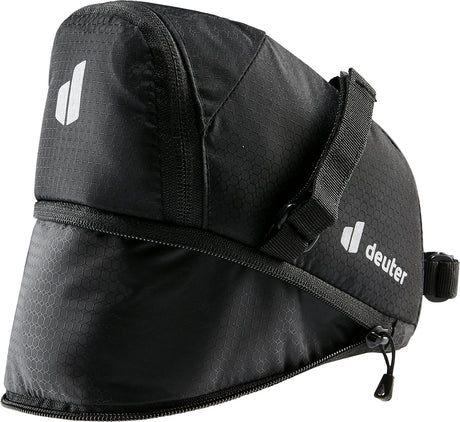 Close-up of the Deuter Bike Bag 1.1 + 0.3 showing its strap and zipped expansion