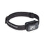 Black Diamond Cosmo 350-R head torch in Graphite on a grey headband