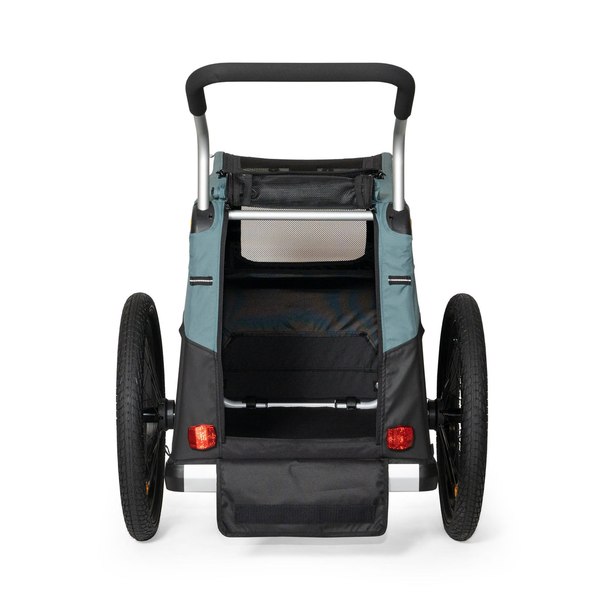 Burley Bark Ranger rear view with the rear door folded down, showing the interior