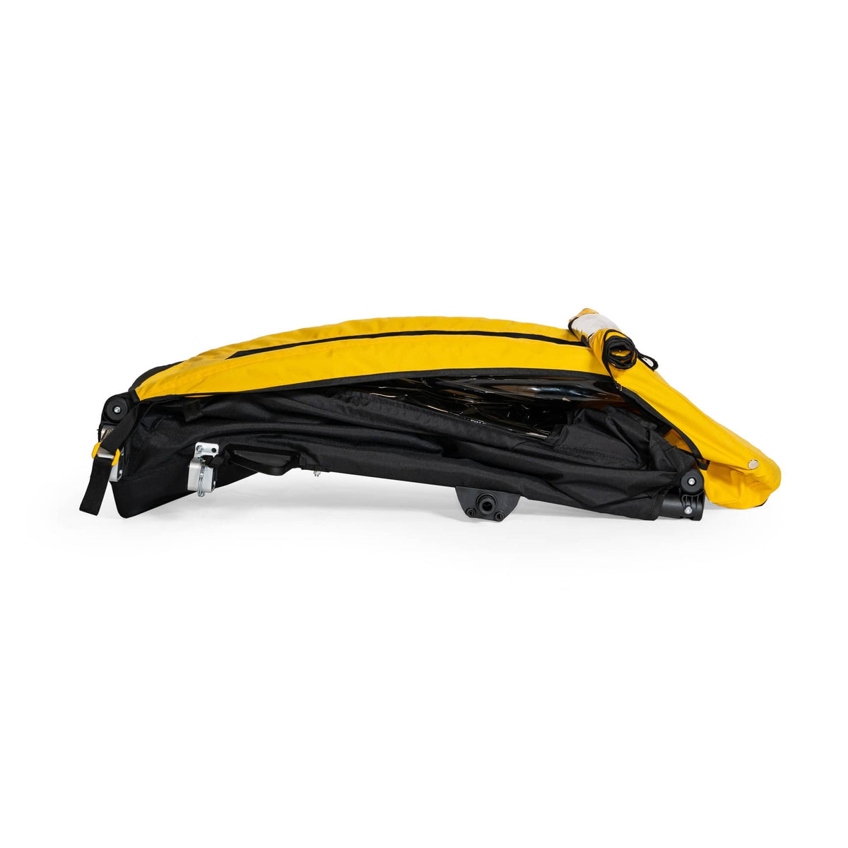 Burley Bee trailer folded flat, side view