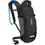 CamelBak Lobo 9 hydration pack in Black, front three-quarter view with drinking tube on the shoulder strap