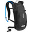 CamelBak Women's Lobo 9 hydration pack in black, front three-quarter view with blue drinking tube