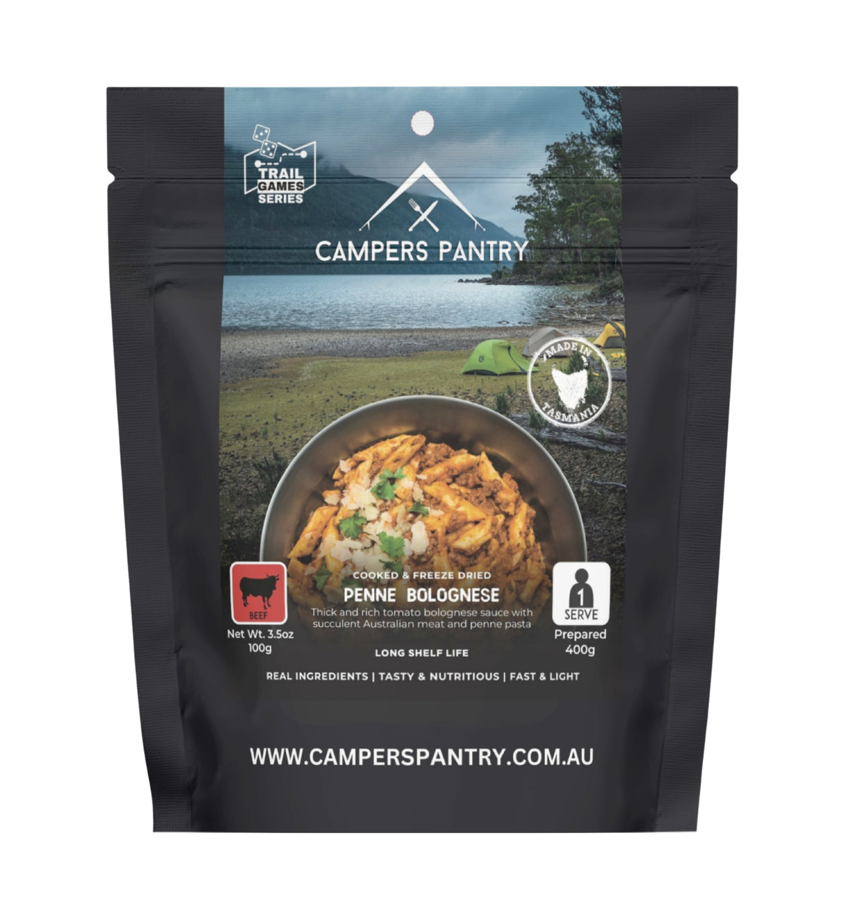 Campers Pantry Dehydrated Meals Single Serve / Penne Bolognese Freeze-dried Expedition Meals CPPB10022