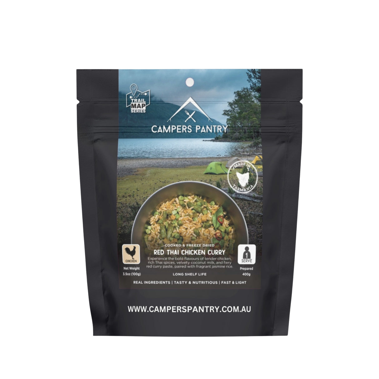Campers Pantry Dehydrated Meals Single Serve / Red Thai Chicken Curry Freeze-dried Expedition Meals CPTRC10024