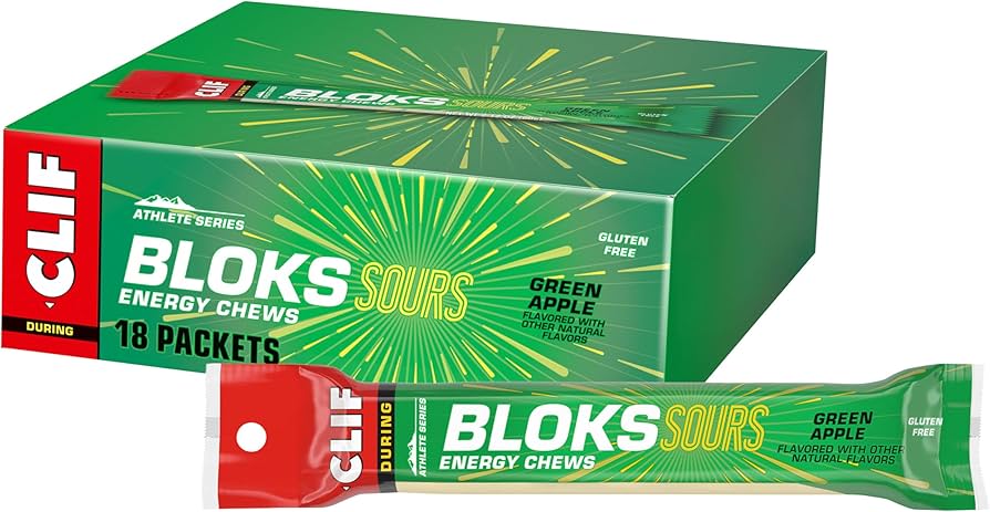 Clif Energy Chews Box of 18 / Sour Green Apple BLOKS Energy Chews CLIF59