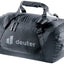 Deuter Duffel 70 travel duffel bag in Black, three-quarter view with padded handles