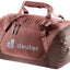 Deuter Duffel 70 in Caspia Raisin, rust red duffel bag with darker brown base