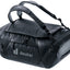 Deuter Duffel Pro 40 duffel bag in Black with shoulder straps over the top