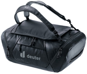 Deuter Duffel Pro 40 duffel bag in Black with shoulder straps over the top