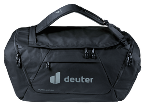 Deuter Duffel Pro 90 in Black, side view with carry handles joined