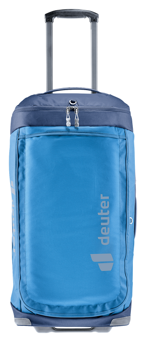 Deuter Duffel Pro Movo 60 in Neptune Nightblue, straight-on front view of the wide front zip