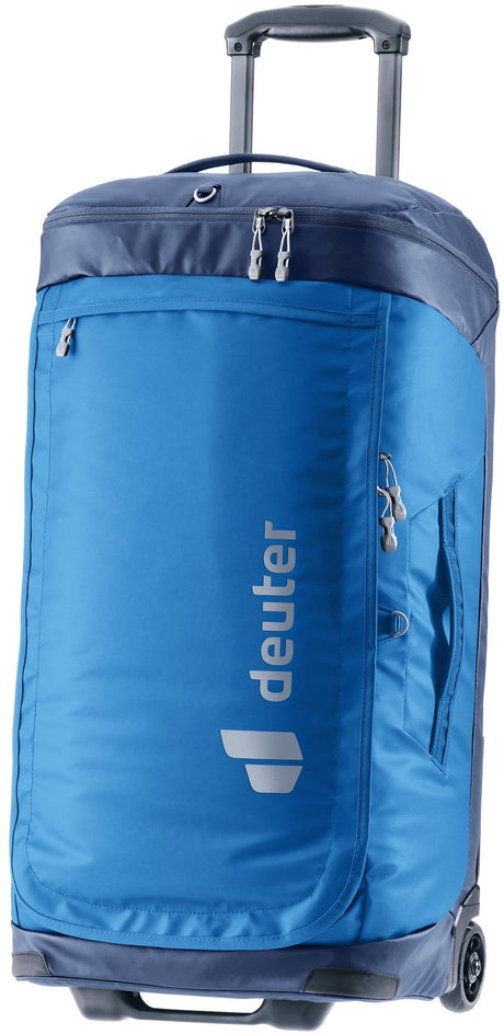 Deuter Duffel Pro Movo 60 wheeled duffel in Neptune Nightblue with handle extended