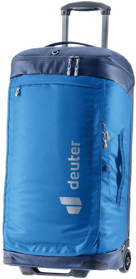 Deuter Duffel Pro Movo 60 wheeled duffel in Neptune Nightblue with handle extended