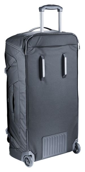 Back panel of the Deuter Duffel Pro Movo 90 with the shoulder straps stowed away