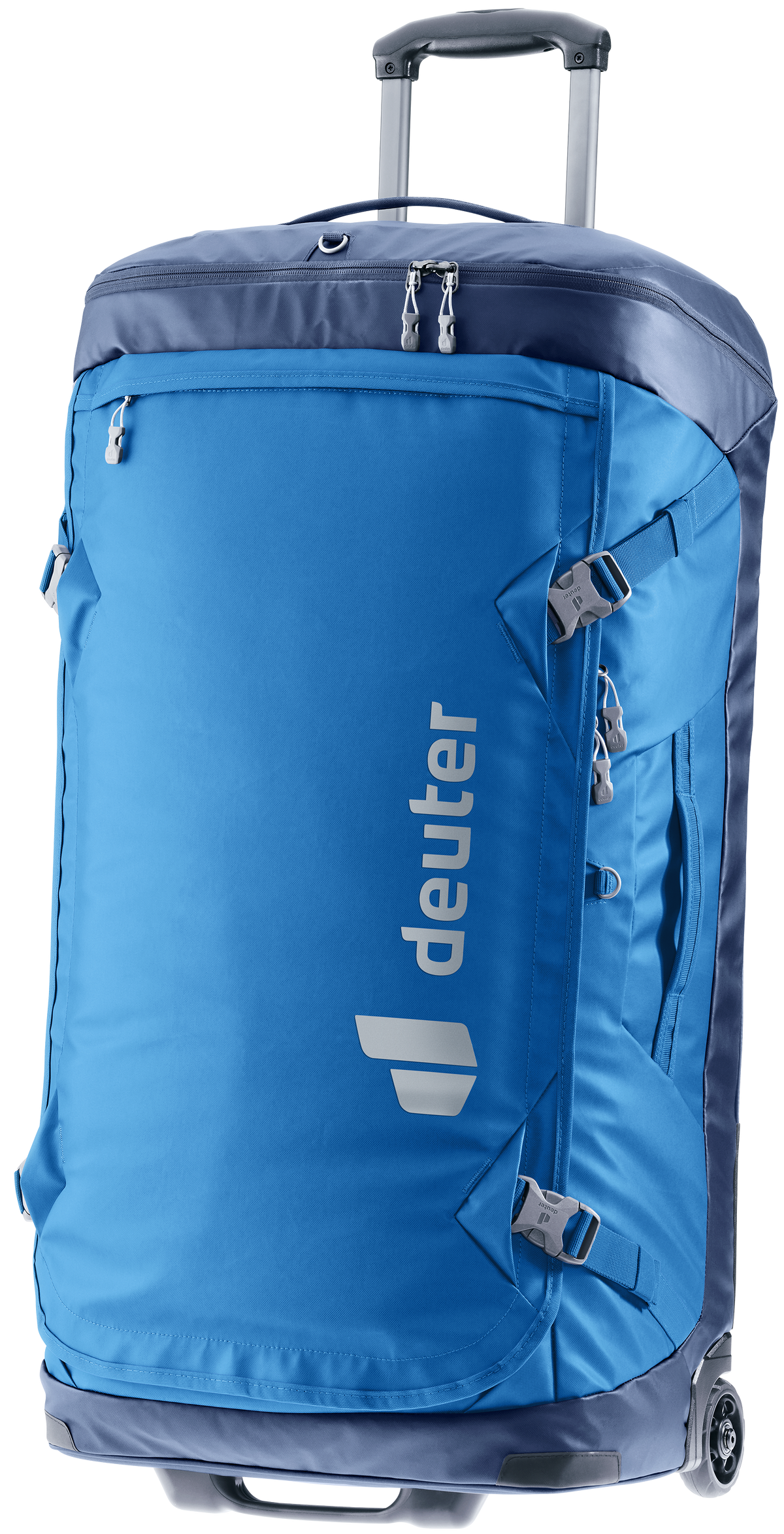 Deuter Duffel Pro Movo 90 in Neptune Nightblue, bright blue wheeled duffel with navy trim