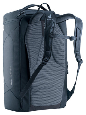 Deuter Duffel Pro Pack 30 rear three-quarter view of the harness and suitcase sleeve