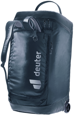 Deuter Duffel Pro Roller 90 with backpack shoulder straps pulled out from their stowage