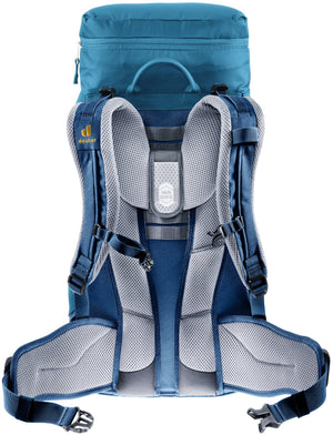 Back of the Deuter Fox 30 showing the VariQuick adjuster, Aircontact pads and hip fins