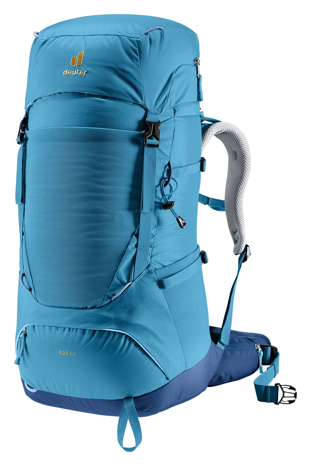 Deuter Fox 40 kids' hiking backpack in Wave Nightblue, front three-quarter view