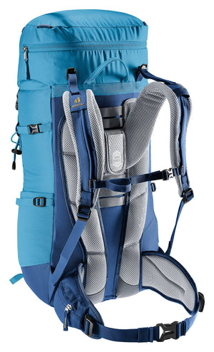 Deuter Fox 40 rear three-quarter view of the VariQuick harness and stabiliser straps