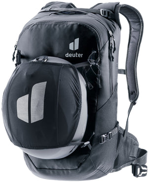 Deuter Freecline 15 carrying a helmet in the stowable mesh helmet holder