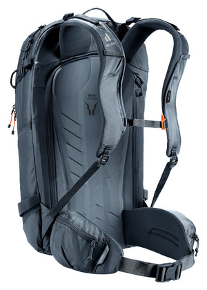 Deuter Freerider 24 rear three-quarter view of the shoulder straps and hip fin pocket