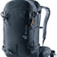 Deuter Freerider 30 ski backpack in Black, front three-quarter view with hip fins