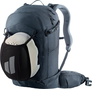 Deuter Freerider 30 carrying a helmet in the detachable mesh helmet holder