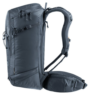Deuter Freerider Pro 30+10 SL in Black, side view with ski attachment straps
