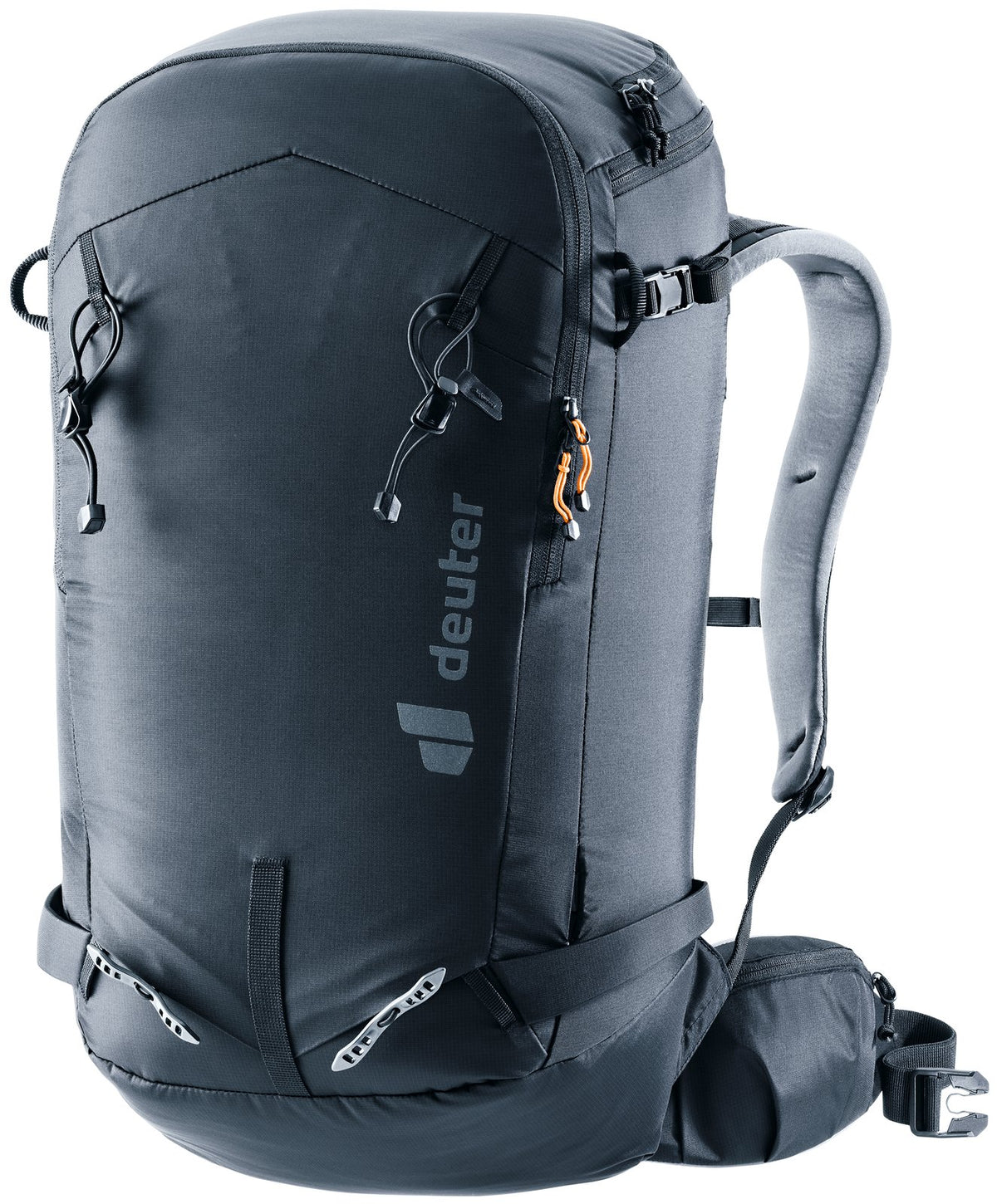 Deuter Freerider Pro 32+10 ski touring backpack in Black, front three-quarter view