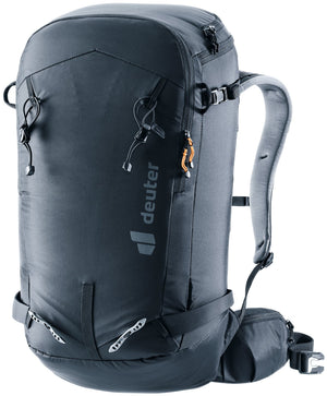 Deuter Freerider Pro 32+10 ski touring backpack in Black, front three-quarter view