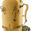 Deuter Freerider Pro 32+10 in Savanna Nori, mustard ski pack with olive hip fins