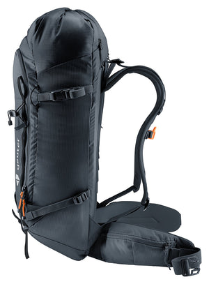 Deuter Freescape Lite 24 SL in Black, side view of the roll-top and hip fin
