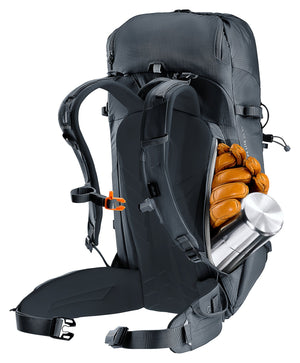 Deuter Freescape Lite 24 SL side access zip open showing gloves and a thermos