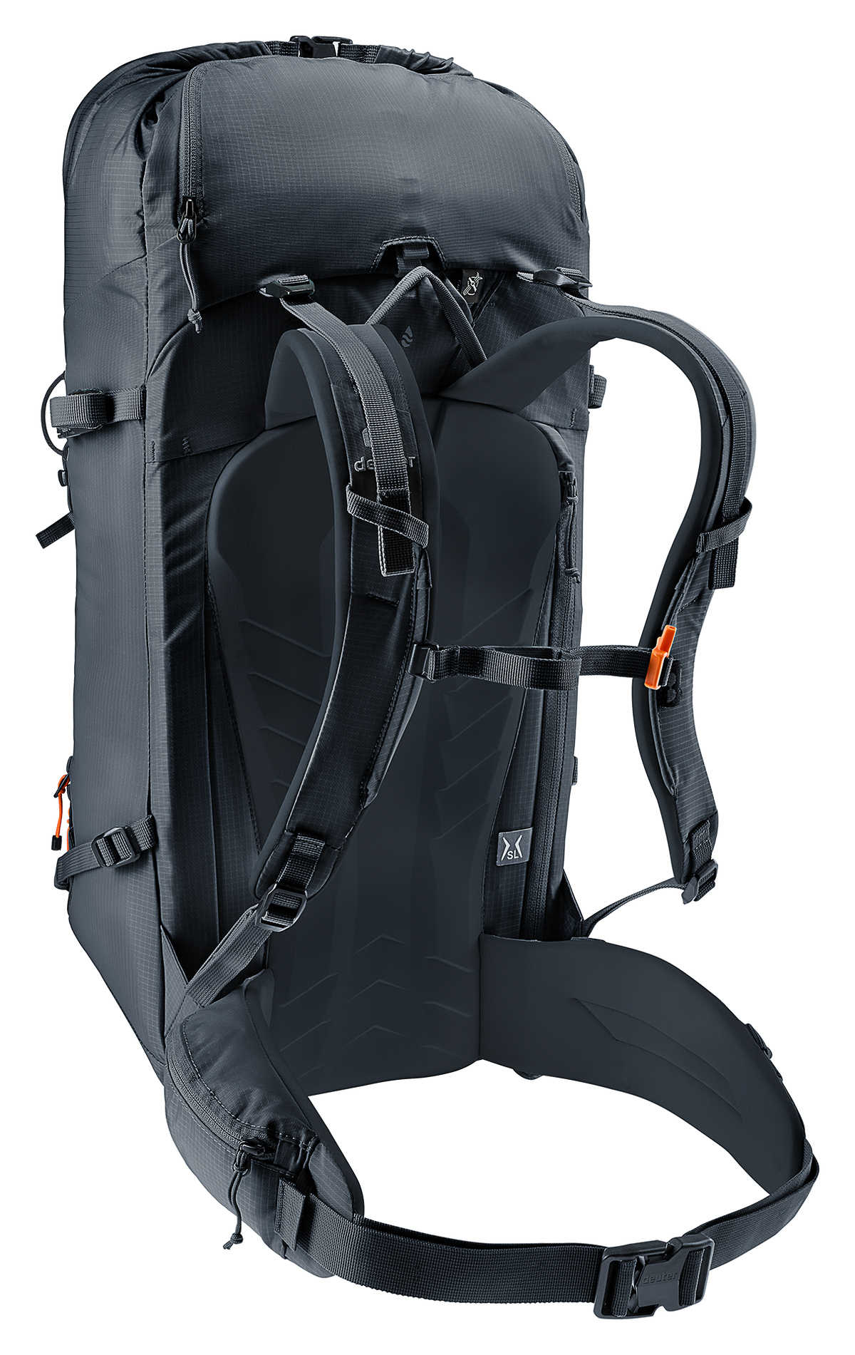 Deuter Freescape Lite 24 SL rear three-quarter view of the harness and stabiliser straps