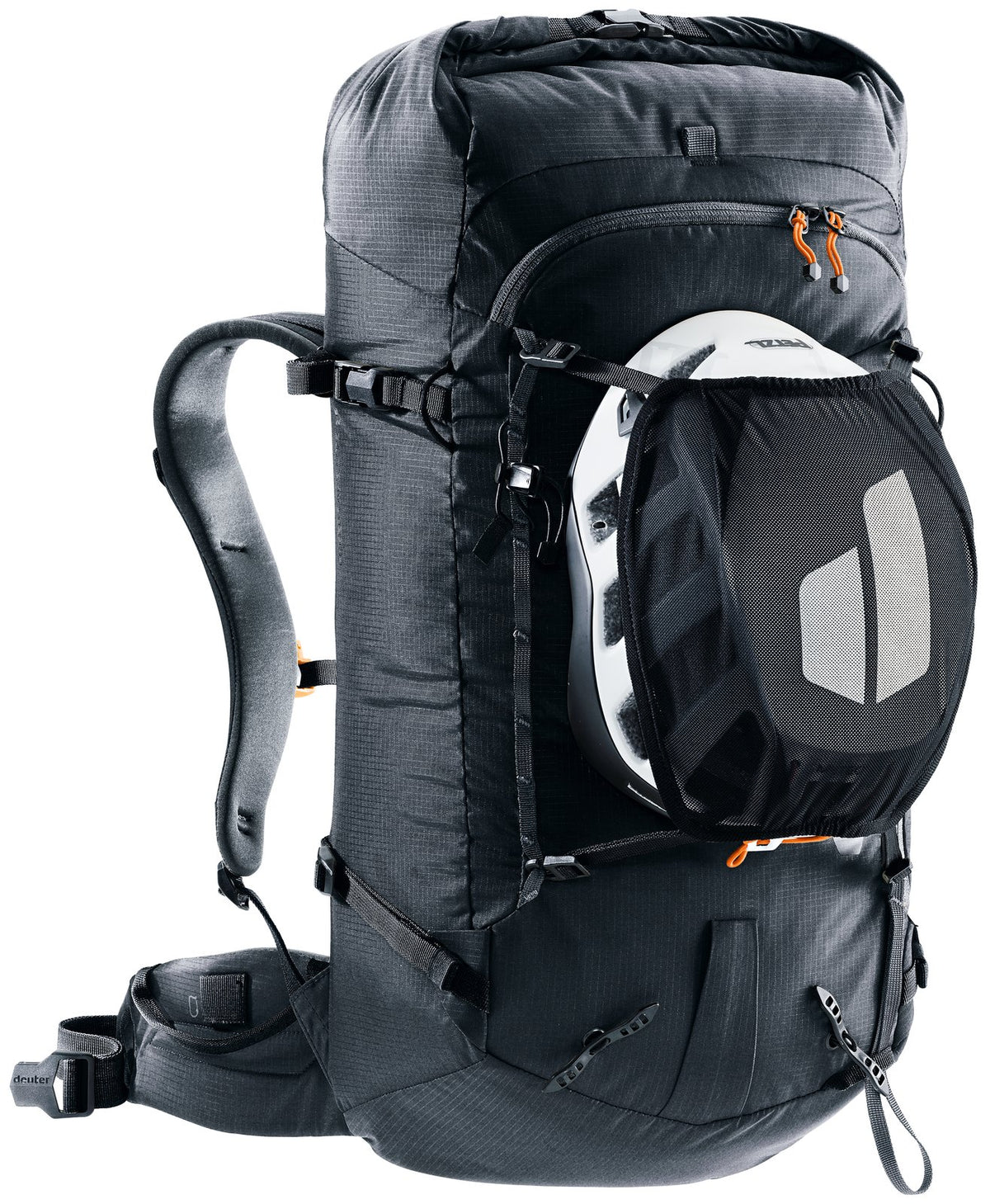 Deuter Freescape Lite 26 carrying a helmet in the detachable mesh helmet holder