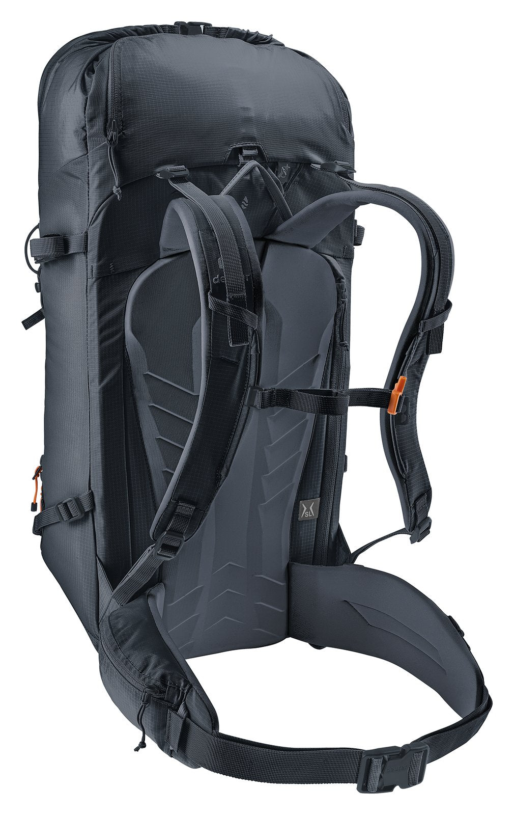 Deuter Freescape Tour 32 rear three-quarter view of the harness and stabiliser straps