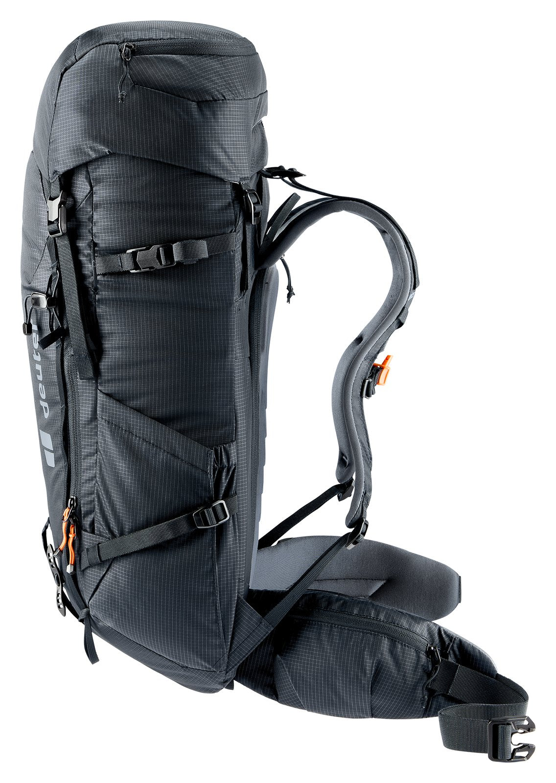 Deuter Freescape Tour 38 SL side view of the roll-top body and lid