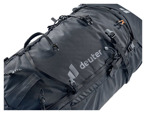Close-up of the Deuter Freescape Tour 40 roll-top and lid straps