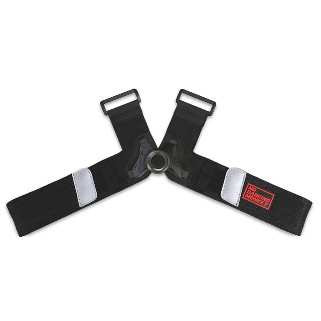 USWE NDM 1.0 and 1.2 front strap replacement kit laid flat, black elastic straps, centre NDM buckle and reflective patches