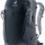 Deuter Futura 23 hiking daypack in Black, front three-quarter view with mesh shoulder straps