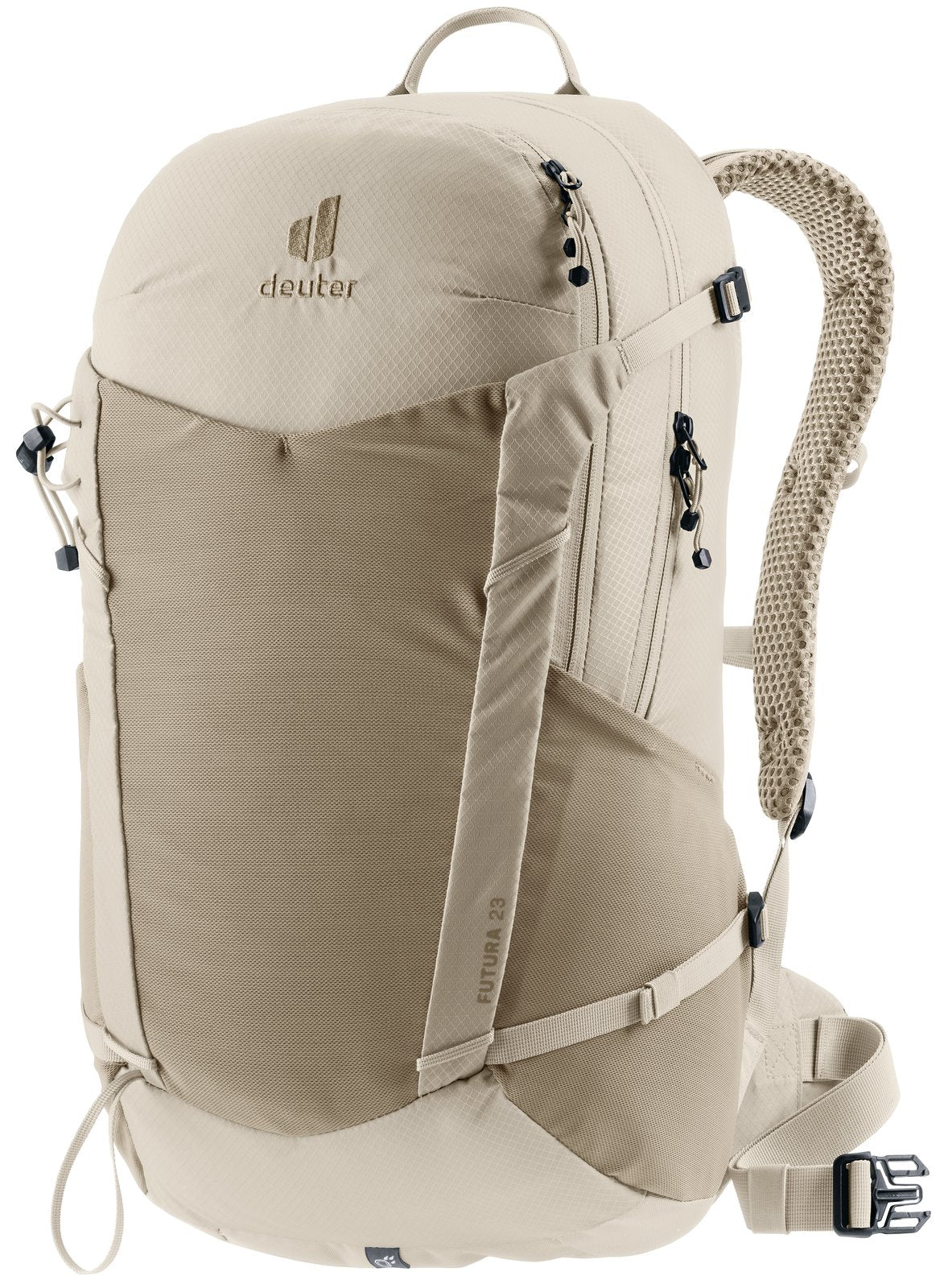 Deuter Futura 23 in Greystone Alu, sand-coloured daypack with matching harness