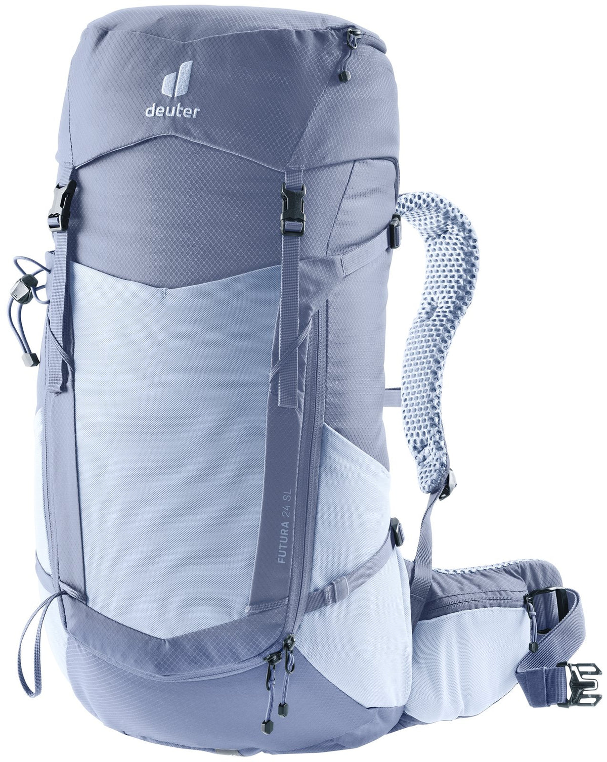 Deuter Futura 24 SL in Polar Bluejay, lavender and pale blue front three-quarter view
