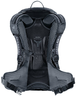 Back of the Deuter Futura 25 SL showing the Aircomfort mesh panel, shoulder straps and hip fins