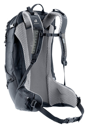 Deuter Futura 29 EL rear three-quarter view of the ActiveFit shoulder straps and sternum strap