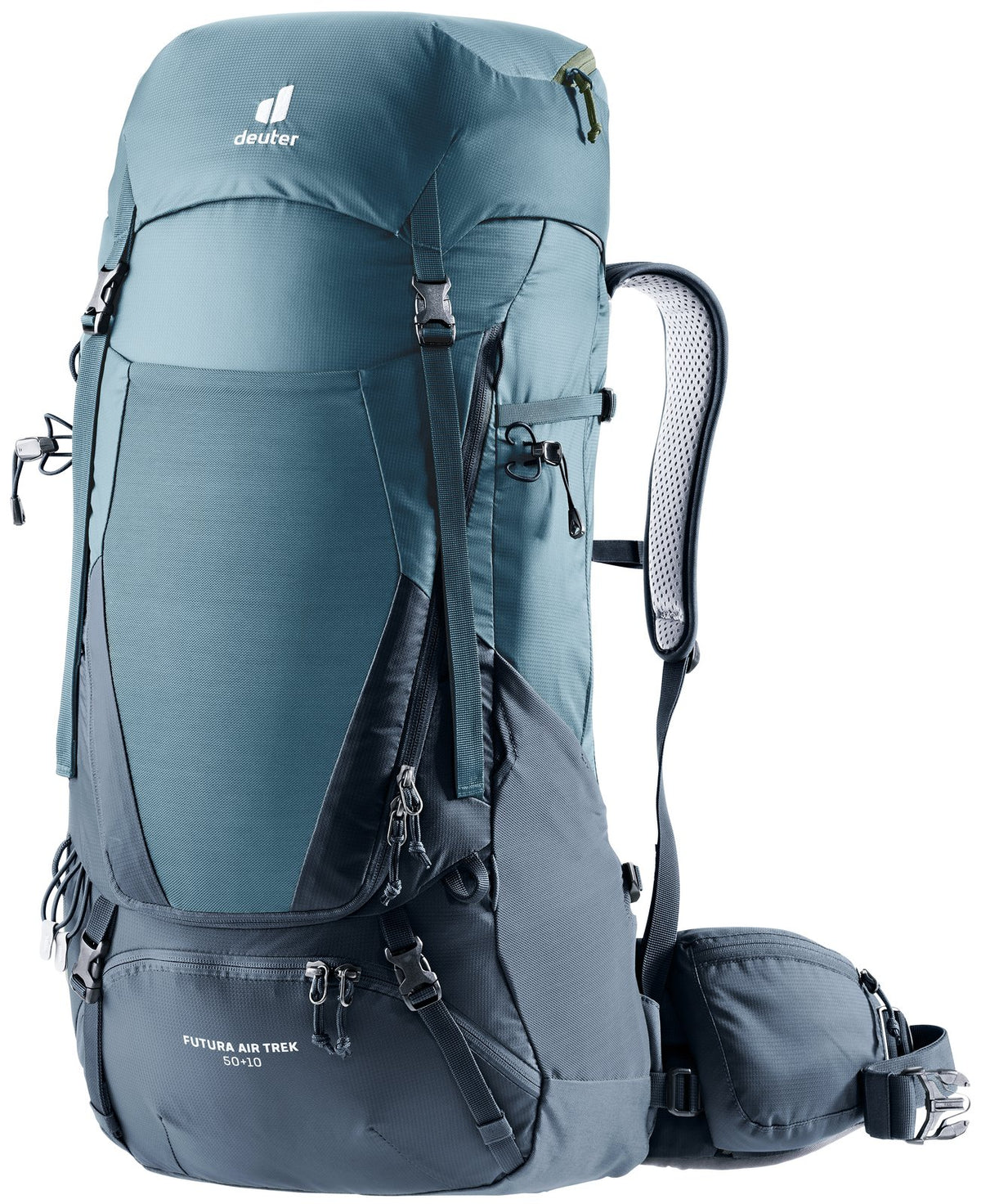 Deuter Futura Air Trek 50+10 trekking pack in Atlantic Ink, front three-quarter view