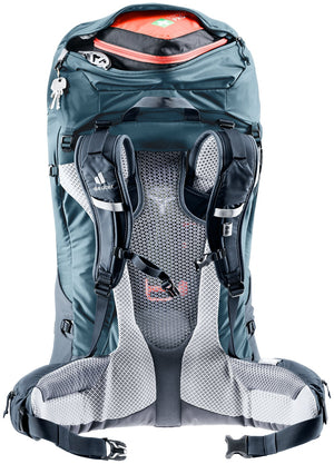 Deuter Futura Air Trek 50+10 harness from behind, with the lid pocket open