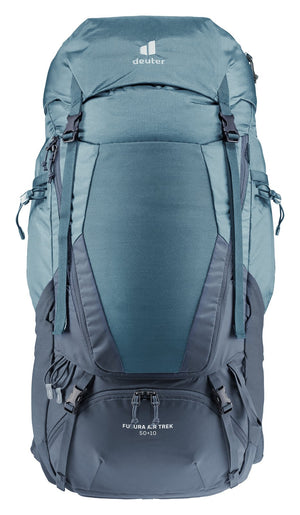 Deuter Futura Air Trek 50+10 in Atlantic Ink, straight-on front view