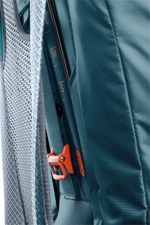 Close-up of the VariSlide back length scale and adjuster on the Deuter Futura Air Trek 60+10