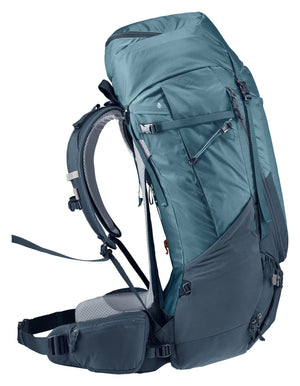 Side profile of the Deuter Futura Air Trek 60+10 showing the arched frame and air gap